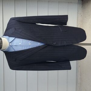 OXXFORD Dark Grey Striped Super Worsted Wool Sz 42 L Mens Sport Coat Suit Jacket